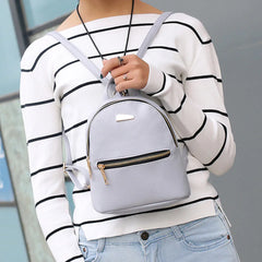 Women Leather Backpack School Rucksack College Solid Ladies Satchel Travel Bag