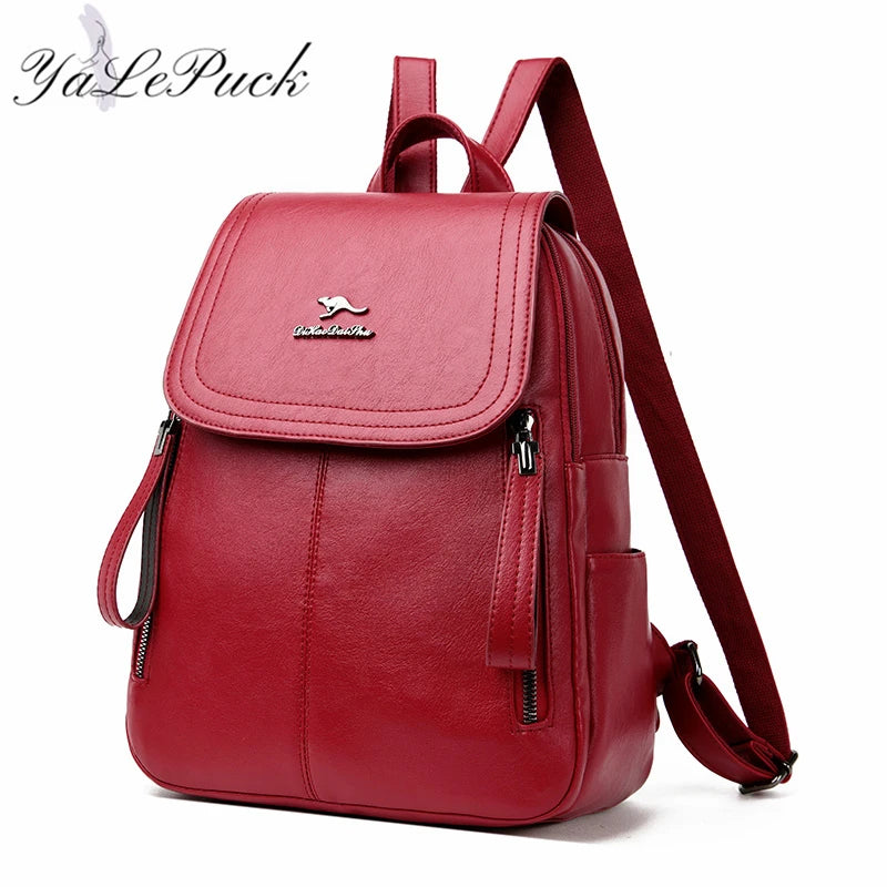 Vintage Leather Backpack for Women, School Bag for Girls