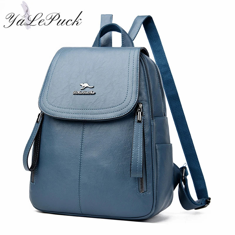 Vintage Leather Backpack for Women, School Bag for Girls