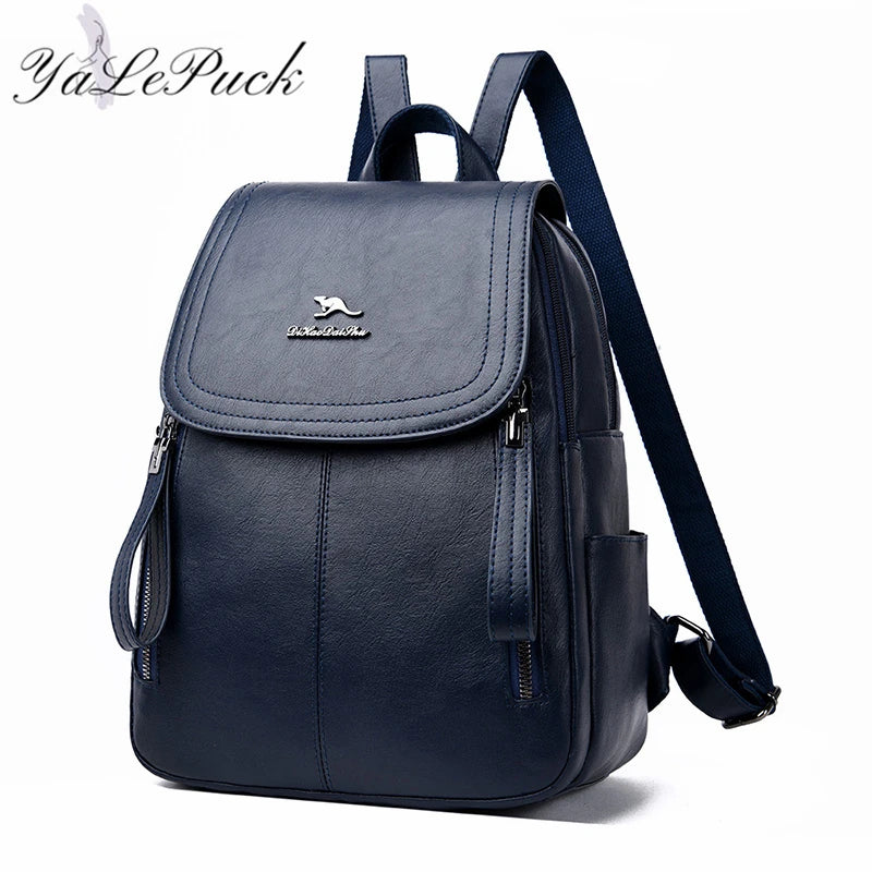 Vintage Leather Backpack for Women, School Bag for Girls