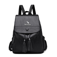 Vintage Leather Backpack Girls School Travel Bagpack Ladies Sac A Dos