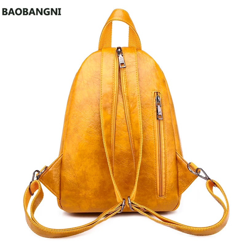 Women Leather Backpacks High Bagpack Ladies Female Pack Rucksacks For Girls