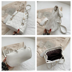 Women Leather Backpacks Sac Preppy Style School Backpack Lattice Ladies Bagpack