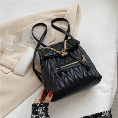 Women Leather Backpacks Sac Preppy Style School Backpack Lattice Ladies Bagpack
