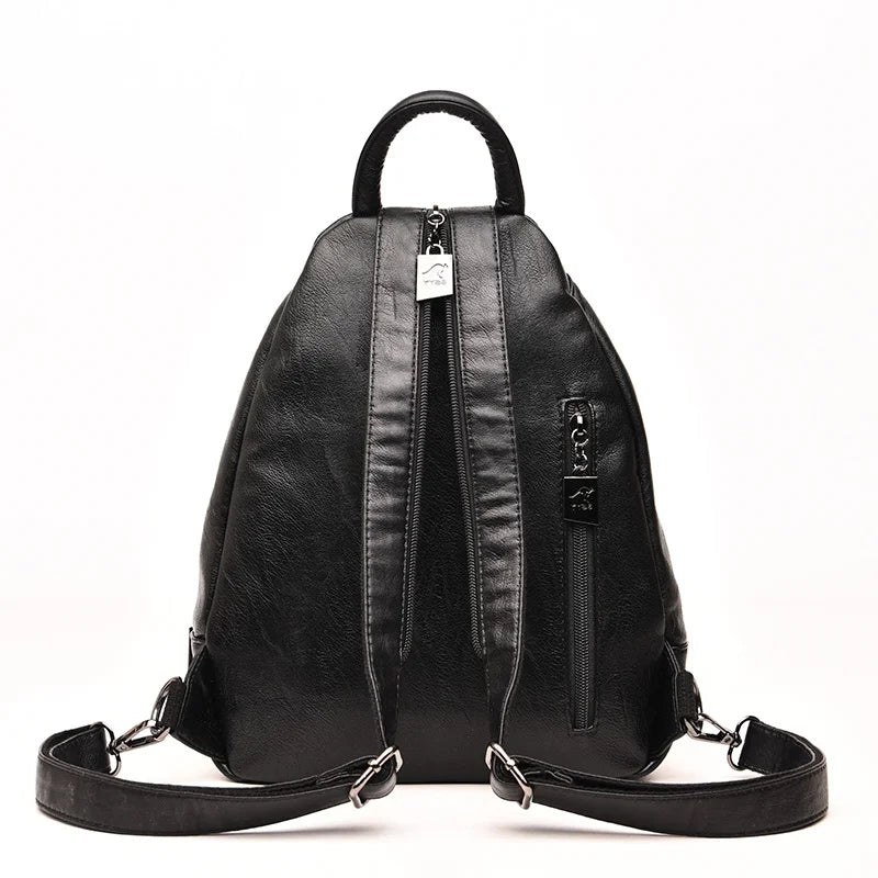Women Leather Backpacks Vintage Female Shoulder Bag Sac a Dos Travel Ladies Bagp