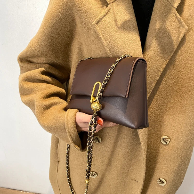 Leather Chain Flap Crossbody Bag Messenger Purse Retro Shoulder Bags