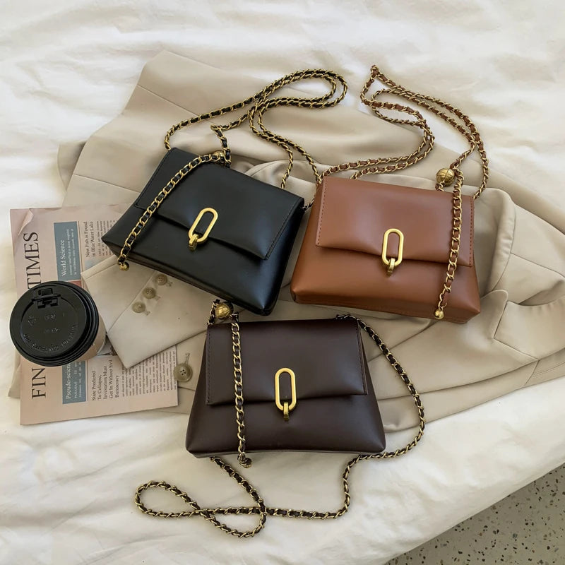 Leather Chain Flap Crossbody Bag Messenger Purse Retro Shoulder Bags