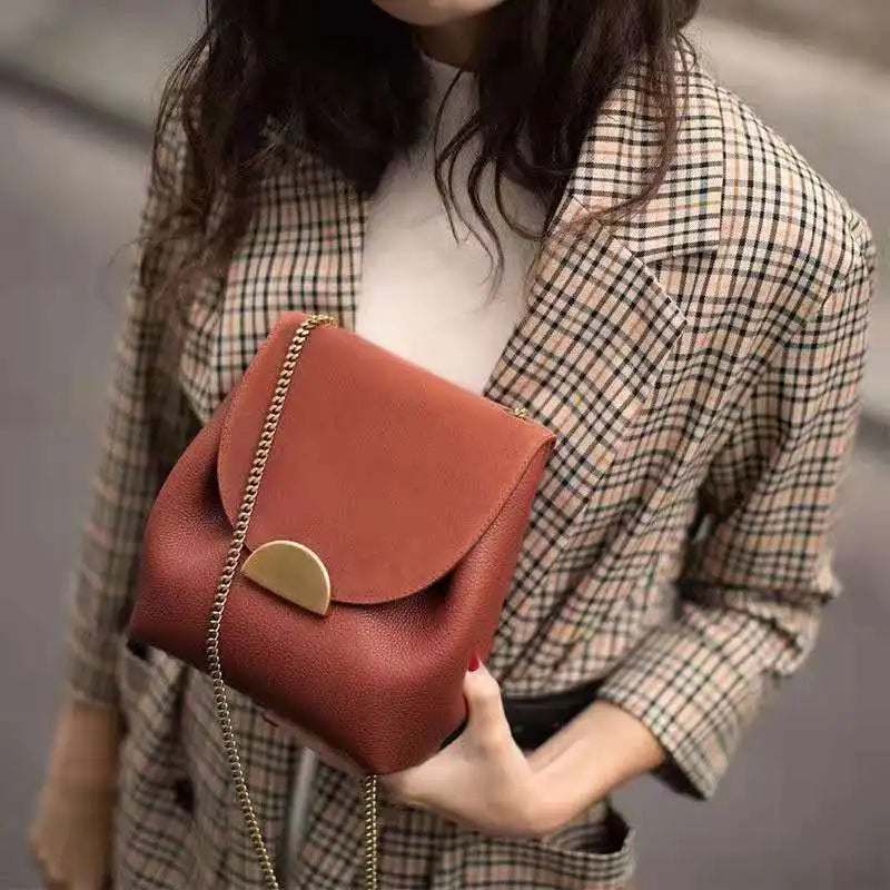 Women Leather Bag Retro Lady Bags Shoulder bag Chain Handbags