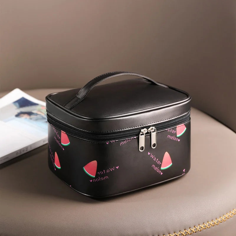 Leather Cosmetic Bag Travel Toiletry Organizer Waterproof Makeup Wash Case