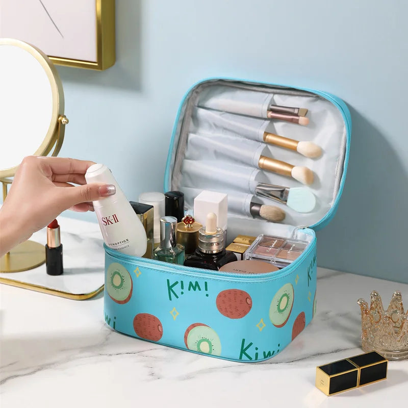 Leather Cosmetic Bag Travel Toiletry Organizer Waterproof Makeup Wash Case