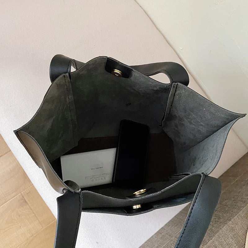 Women Leather Handbags Bucket Shoulder Bags Ladies Crossbody Bags