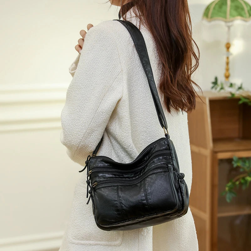 Women Leather Handbags Cell Phone Pocket Lady Female Shoulder Messenger Bag