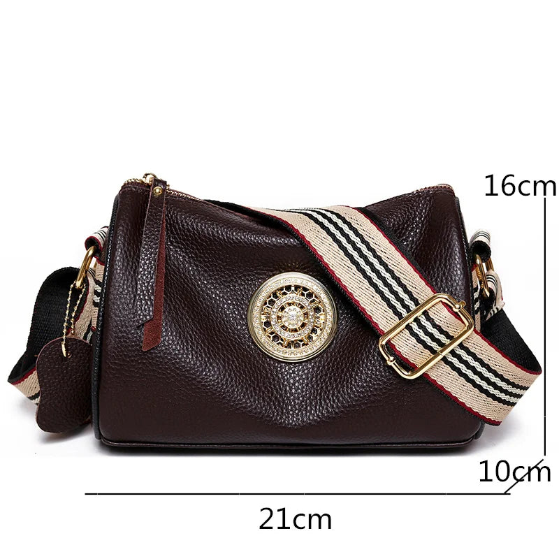 Women Leather Handbags Rotating Metal Lock Shoulder Bags Female Messenger Bag