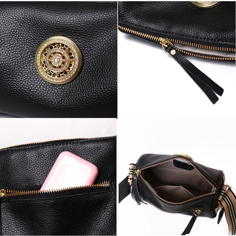 Women Leather Handbags Rotating Metal Lock Shoulder Bags Female Messenger Bag