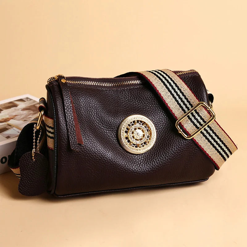 Women Leather Handbags Rotating Metal Lock Shoulder Bags Female Messenger Bag