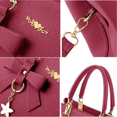 Women Leather Handbags Shoulder Bags Ladies Crossbody Bags Bow Pendant