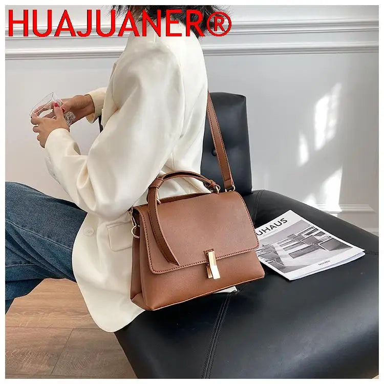 Women Leather Handbags Top-handle Bags Vintage Shoulder Bag for Girls