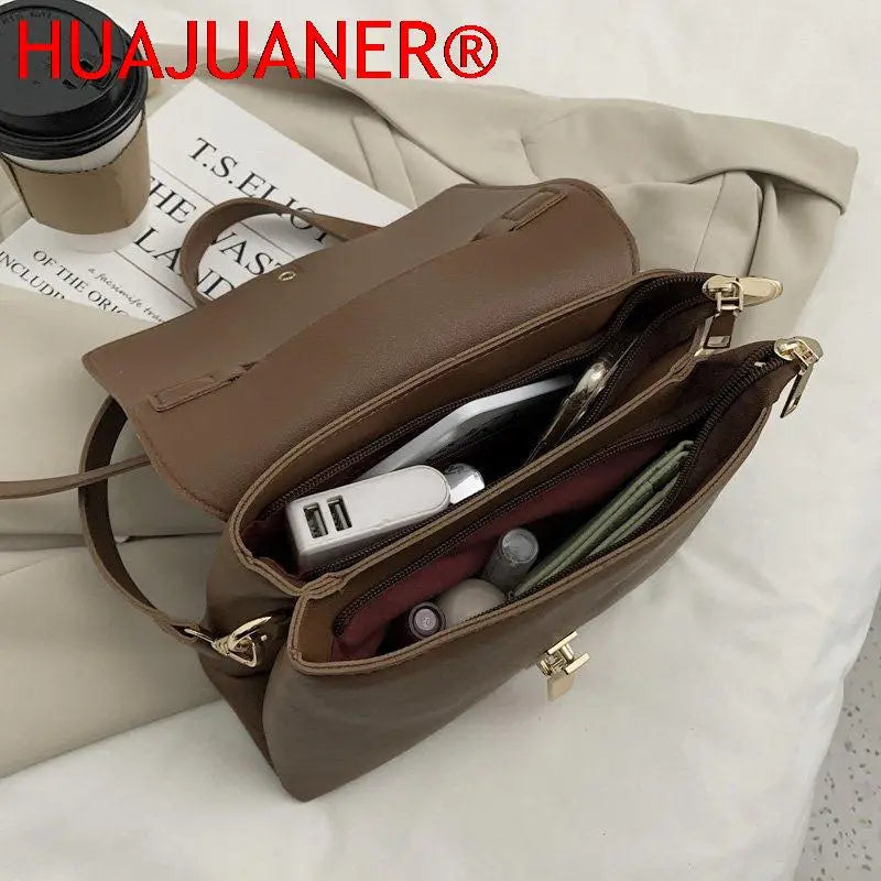 Women Leather Handbags Top-handle Bags Vintage Shoulder Bag for Girls