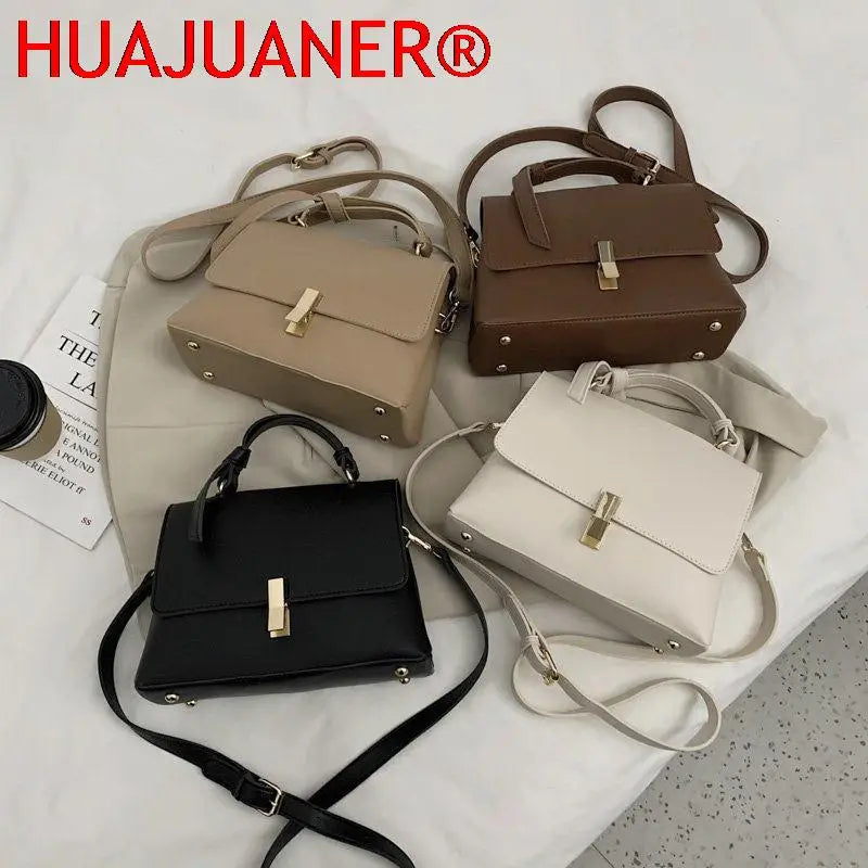Women Leather Handbags Top-handle Bags Vintage Shoulder Bag for Girls