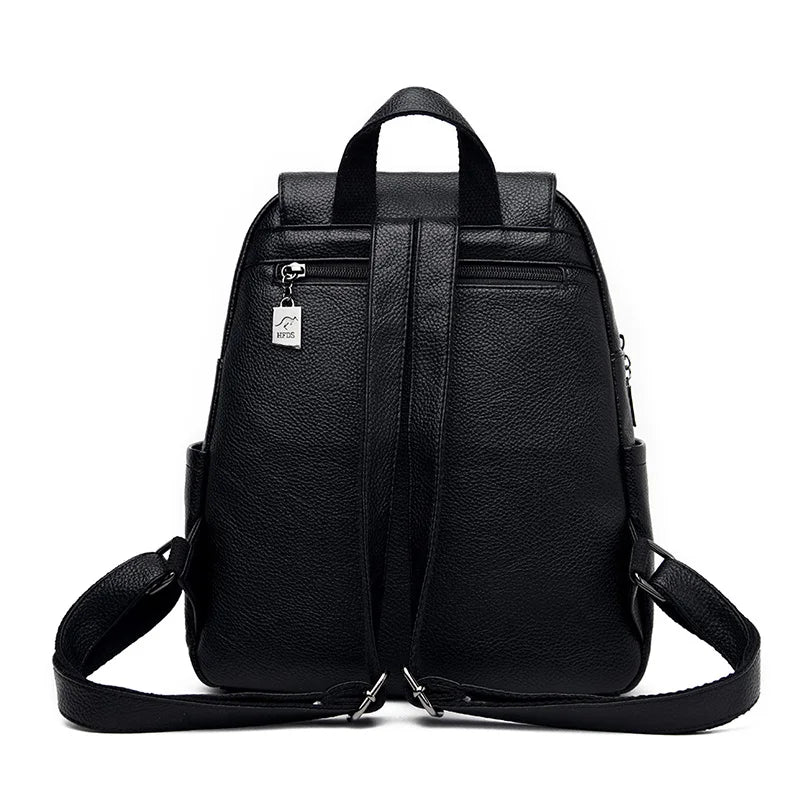 Women Leather High Capacity Backpacks Girls School Bag Travel Backpack