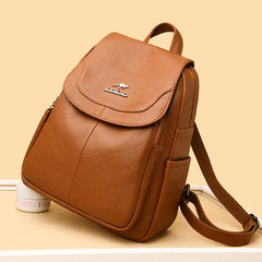 Women Leather High Capacity Backpacks Girls School Bag Travel Backpack