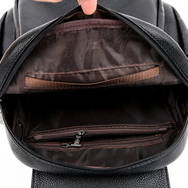 Women Leather High Capacity Backpacks Girls School Bag Travel Backpack