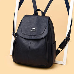 Women Leather High Capacity Backpacks Girls School Bag Travel Backpack