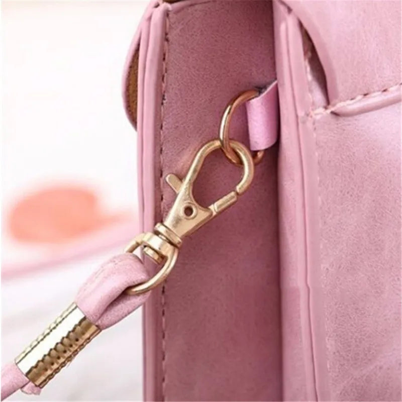 Women Leather Messenger Bag Mini Cellphone Crossbody Clutch Purse