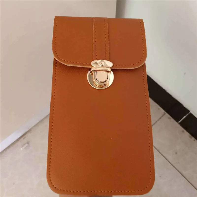Women Leather Messenger Bag Mini Cell Cellphone Pouch Student Crossbody Case