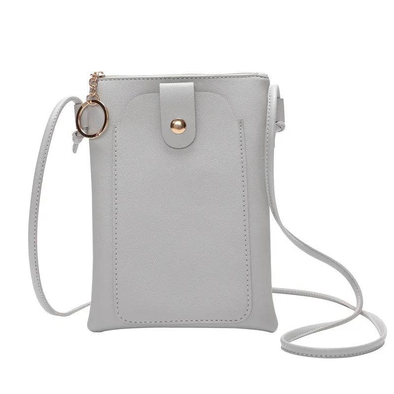 Women Leather Messenger Bag Mini Cell Crossbody Case Clutch Purse Wallet