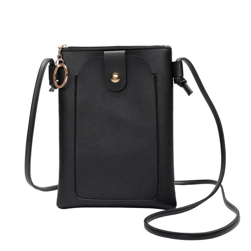 Women Leather Messenger Bag Mini Cell Crossbody Case Clutch Purse Wallet