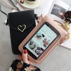 Women Leather Messenger Bag Mini Cell Cellphone Pouch Student Crossbody Case