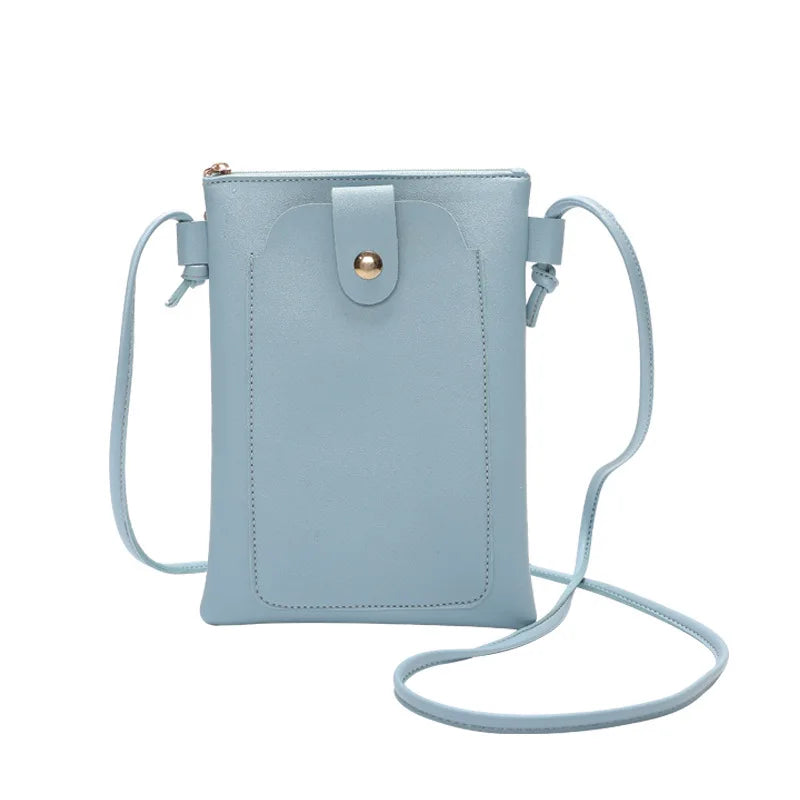 Women Leather Messenger Bag Mini Cell Crossbody Case Clutch Purse Wallet