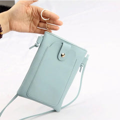Women Leather Messenger Bag Mini Cell Crossbody Case Clutch Purse Wallet