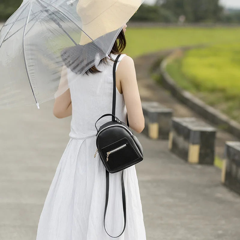 Women PU Leather Mini Backpack Lightweight Waterproof Daybag for Female