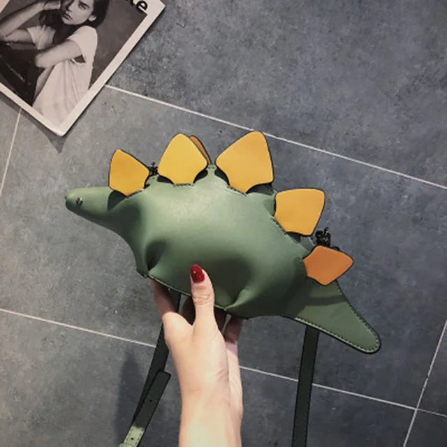 Women Leather Shoulder Bag Dinosaur Model Funny Small Personalized Bag