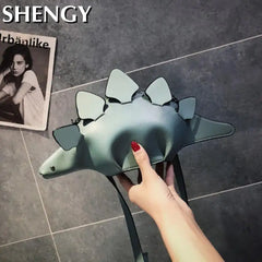 Women Leather Shoulder Bag Dinosaur Model Funny Small Personalized Bag