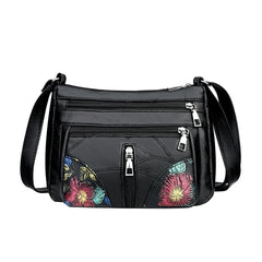 Leather Shoulder Bag Multi-pocket Crossbody Handbag Zipper Shopping Bag