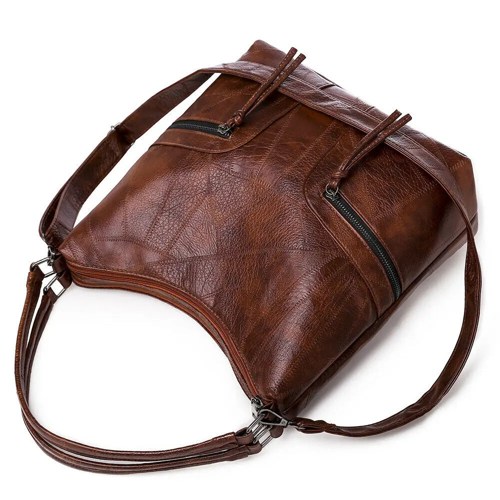 Leather Shoulder Bags Patchwork Crossbody Bag Leather Messenger Bag