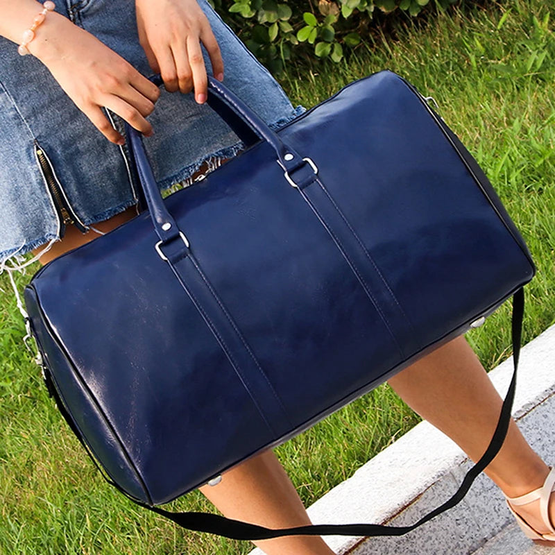 Large Women Leather Travel Bag Duffle PU Leather Fitness Bags