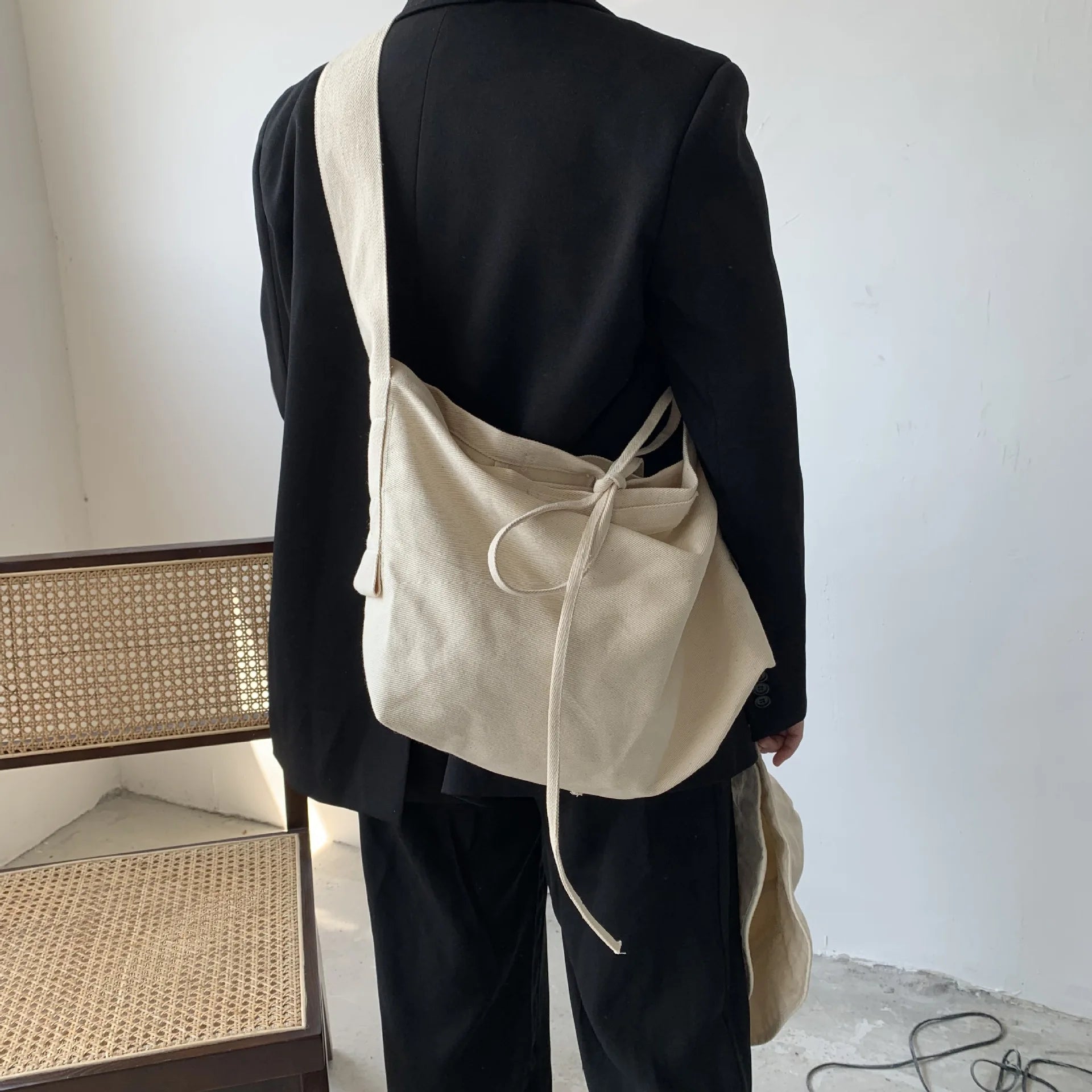 Women Leisure Crossbody Bag Canvas Shoulder Bag Messenger Bag Student Bag