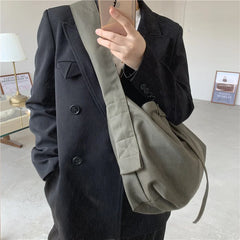 Women Bandage Crossbody Bag Canvas Shoulder Bag Student Bag