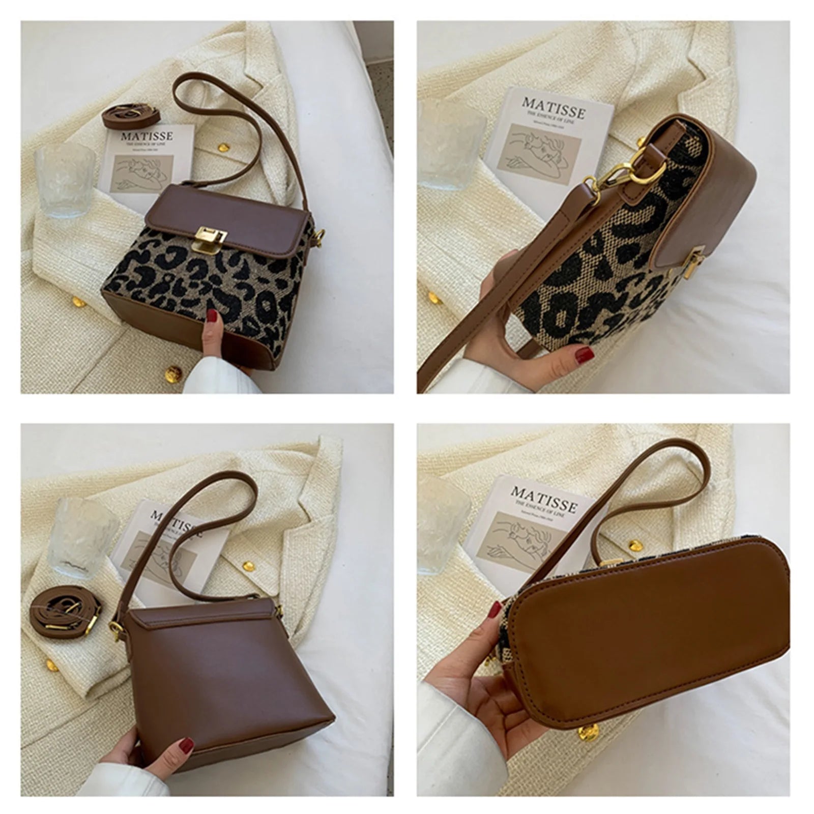Leopard Print Cross-body Bag with Adjustable Strap