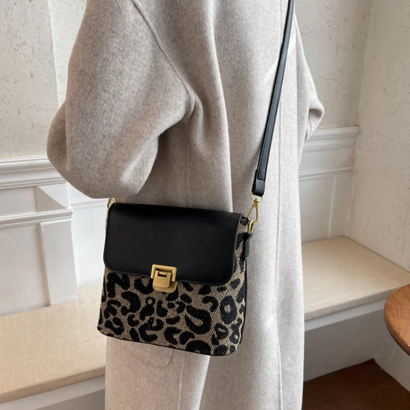 Leopard Print Cross-body Bag with Adjustable Strap