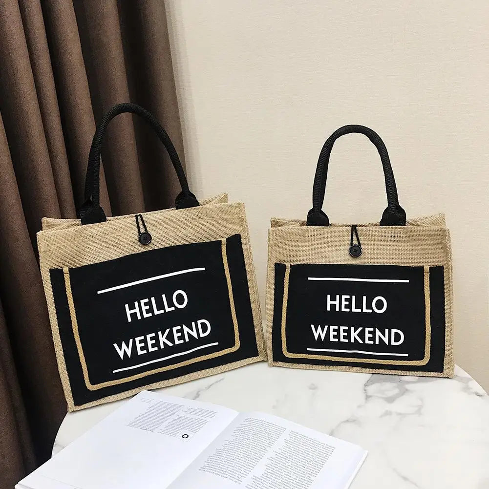 Women Linen Tote Casual Shoulder Bags Lady Print Handbags