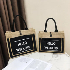 Women Linen Tote Casual Shoulder Bags Lady Print Handbags