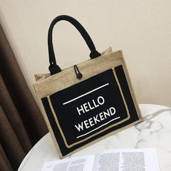 Women Linen Tote Casual Shoulder Bags Lady Print Handbags