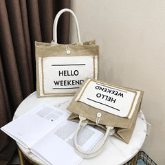 Women Linen Tote Casual Shoulder Bags Lady Print Handbags