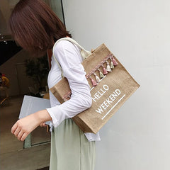 Women Linen Totes Large Capacity Handbags Lady Shoulder Shopper