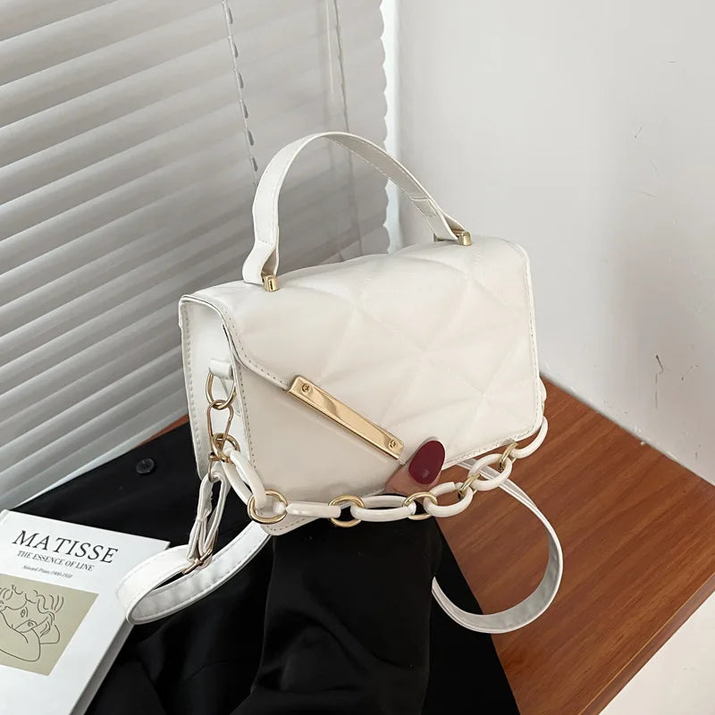 Women Lingge Texture Fashion Chain Shoulder Bag